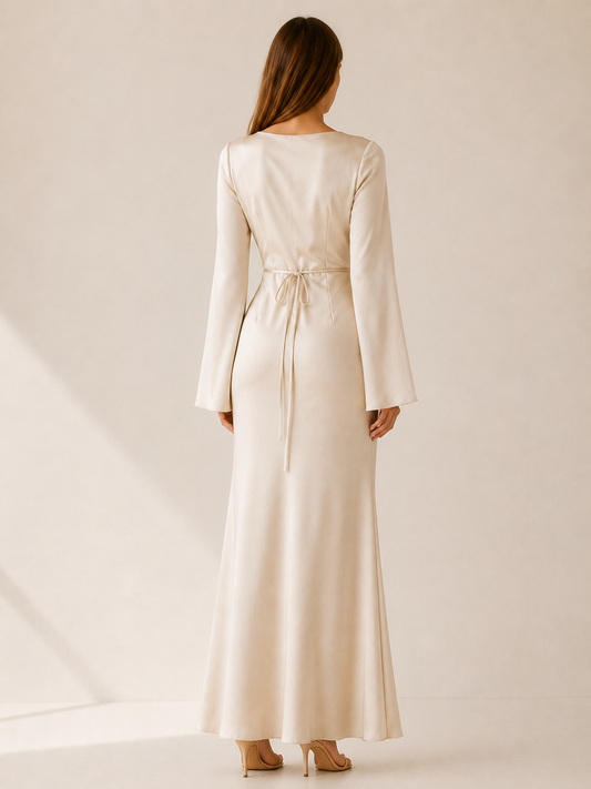 Celeste | Anteross Wedding Guest Long Sleeve Maxi Dress with Tie Waist