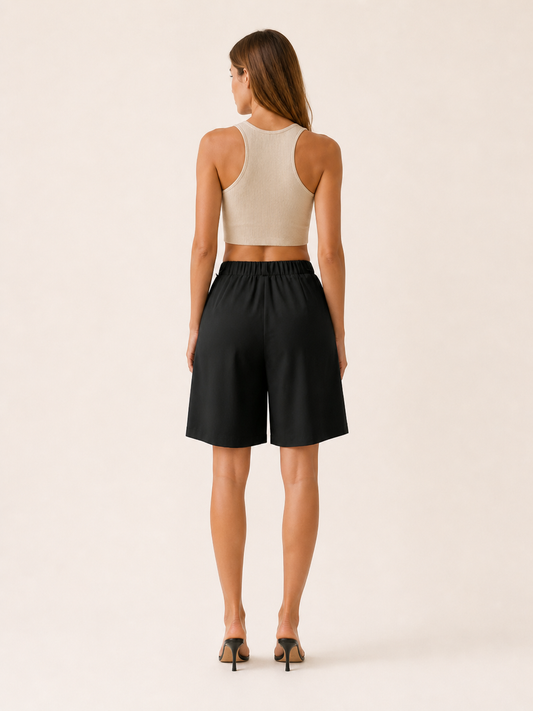 Elara | Anteross Bermuda Shorts High Waist Pleated