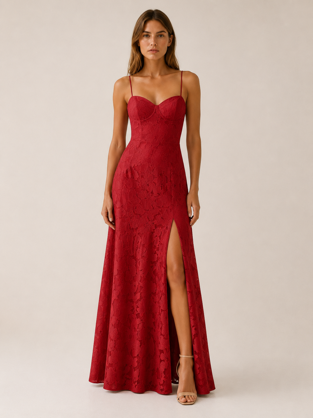 Celeste | Anteross Wedding Guest Floral Lace Maxi Dress with Side Slit