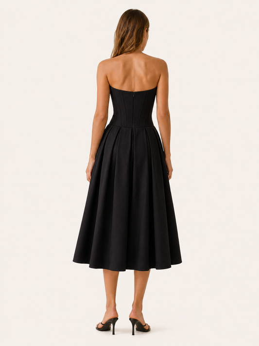 Celeste | Anteross Wedding Guest Corset Midi Dress with Full Skirt