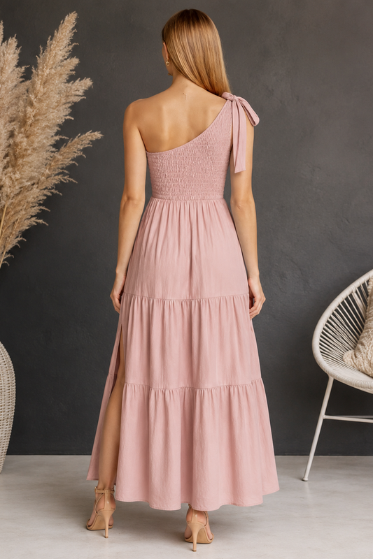 Maternity Maxi Dress Sleeveless One Shoulder Baby Shower Pregnancy Dress with Side Slit