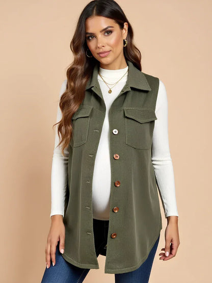 Anteross | Corduroy Maternity Vest – Button Front Everyday Layer