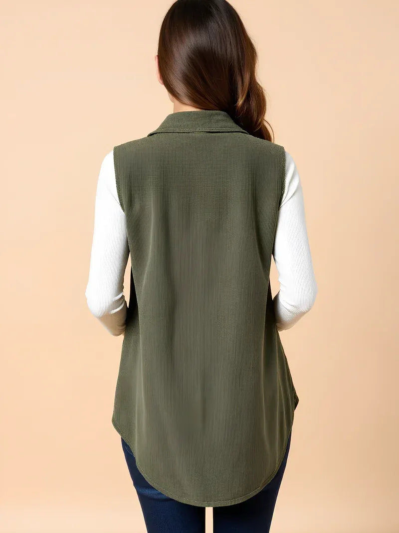 Anteross | Corduroy Maternity Vest – Button Front Everyday Layer