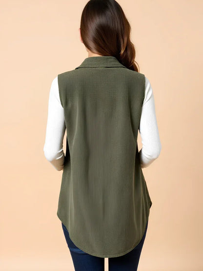 Anteross | Corduroy Maternity Vest – Button Front Everyday Layer