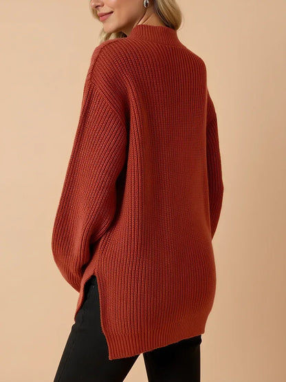 Anteross | Maternity Zip Sweater – Loose Fit High Neck Pullover
