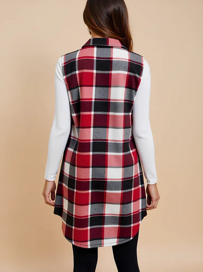 Anteross | Plaid Maternity Vest – Button Down Everyday Layer