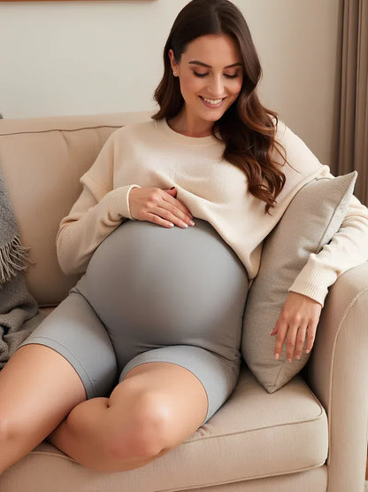 Maternity Support Shorts – High Waisted Over the Bump Soft Stretch Pregnancy Shorts
