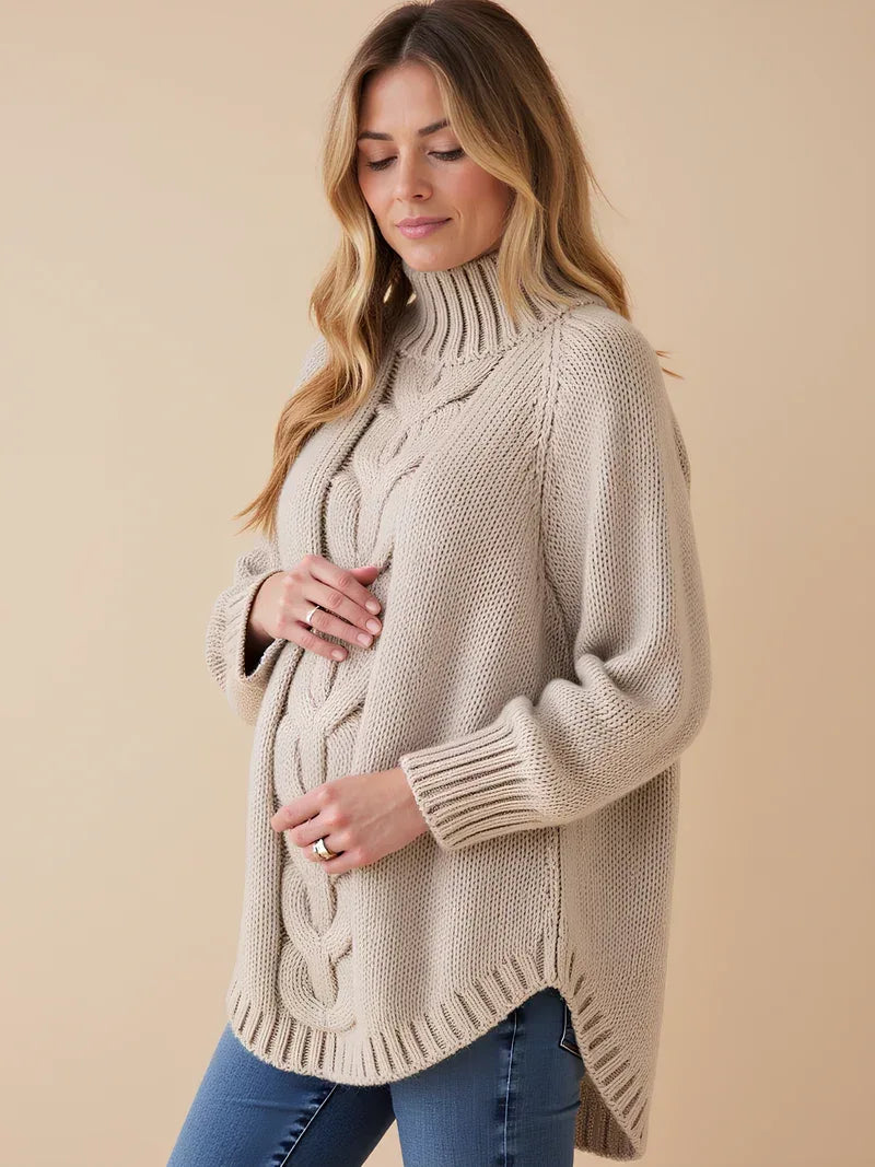 Anteross | Maternity Sweater – Oversized High Neck Batwing Knit