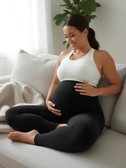 Maternity Yoga Leggings – High Waisted Stretch Pregnancy Ankle Length Pants
