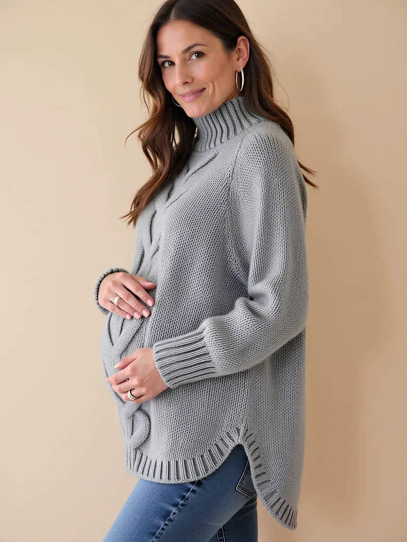 Anteross | Maternity Sweater – Oversized High Neck Batwing Knit