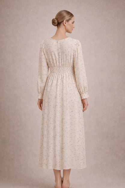 Maternity Maxi Dress – Long Sleeve Floral Pregnancy Dress, Empire Waist