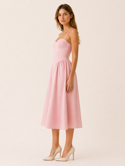 Seraphine | Anteross Wedding Guest Midi Dress with Corset Bodice and A-Line Skirt