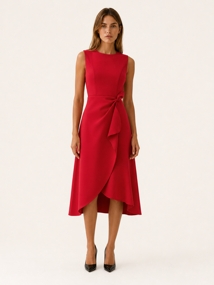Celeste | Anteross Wedding Guest Midi Dress with Asymmetric Draped Detail