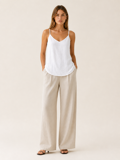 Celeste | Anteross Linen Cami Top with Spaghetti Straps