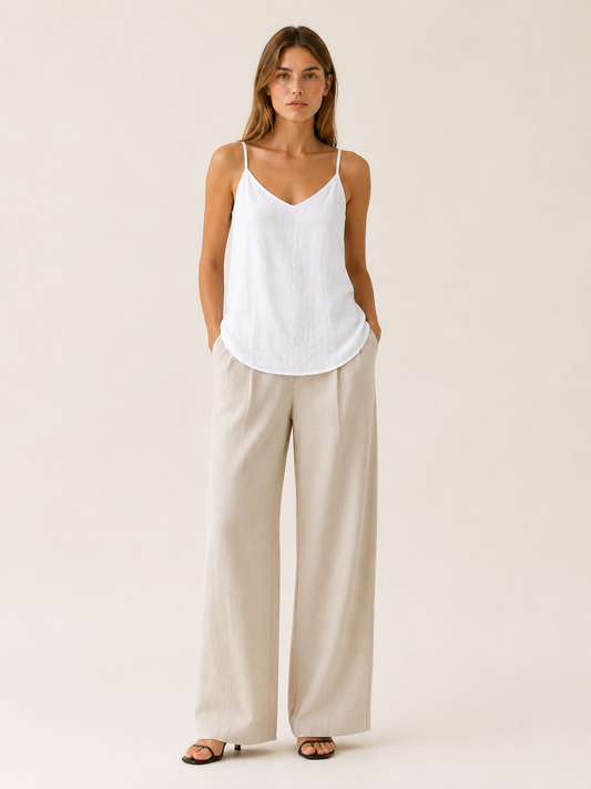 Celeste | Anteross Linen Cami Top with Spaghetti Straps