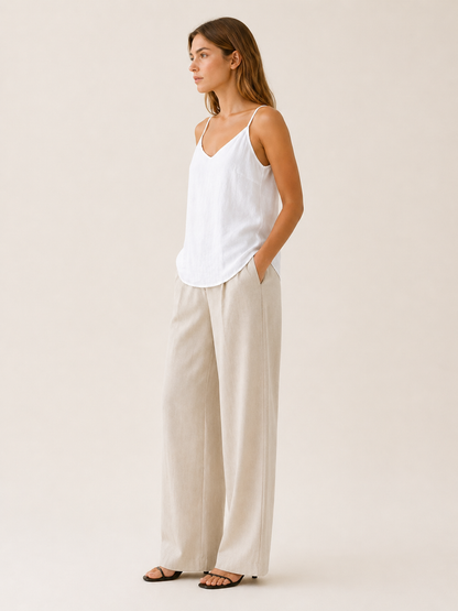 Celeste | Anteross Linen Cami Top with Spaghetti Straps