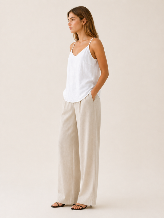 Celeste | Anteross Linen Cami Top with Spaghetti Straps