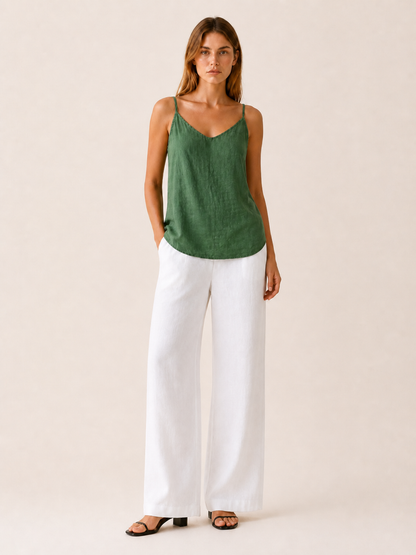 Celeste | Anteross Linen Cami Top with Spaghetti Straps