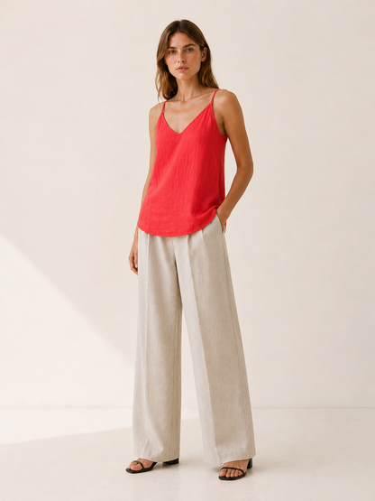 Celeste | Anteross Linen Cami Top with Spaghetti Straps