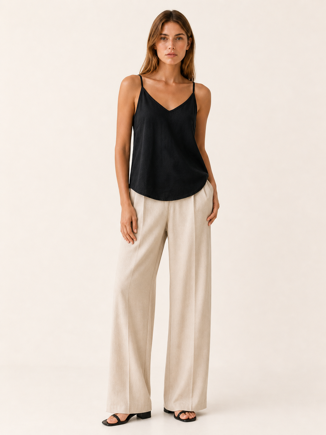 Celeste | Anteross Linen Cami Top with Spaghetti Straps
