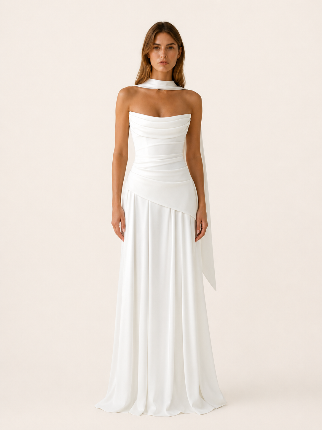 Celeste | Anteross Wedding Guest Strapless Maxi Dress with Drape Detail