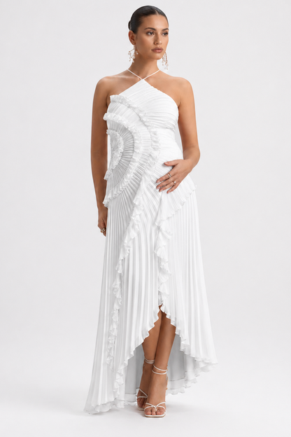 Maternity Dress - Lavender Pleated Halter Maxi Dress for Baby Shower
