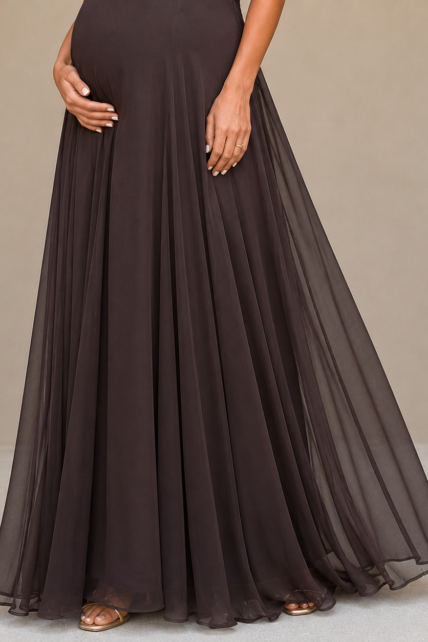 Off Shoulder Maternity Maxi Dress – Elegant Pregnancy Dress for Baby Shower & Wedding Guest