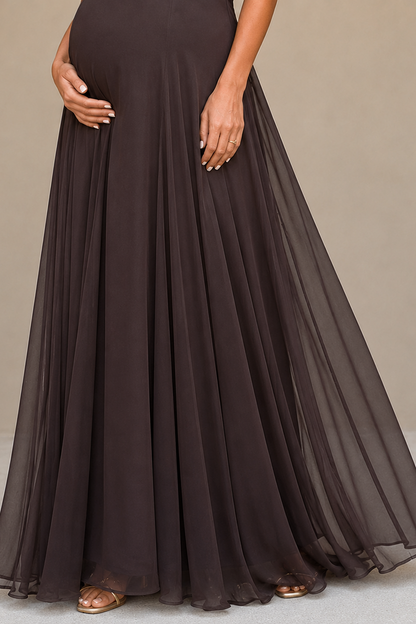 Off Shoulder Maternity Maxi Dress – Elegant Pregnancy Dress for Baby Shower & Wedding Guest