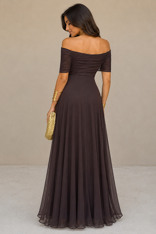 Off Shoulder Maternity Maxi Dress – Elegant Pregnancy Dress for Baby Shower & Wedding Guest