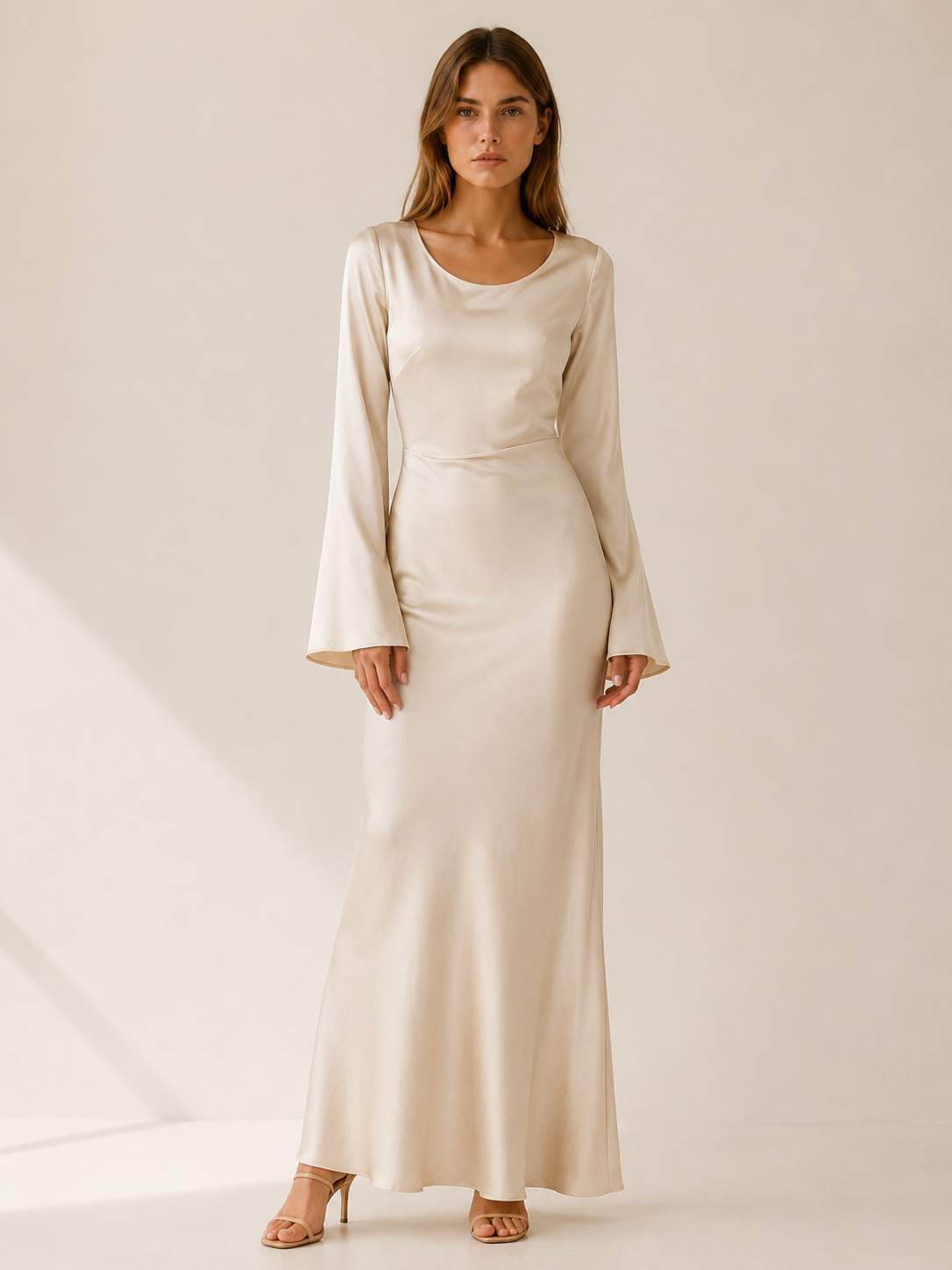 Celeste | Anteross Wedding Guest Long Sleeve Maxi Dress with Tie Waist