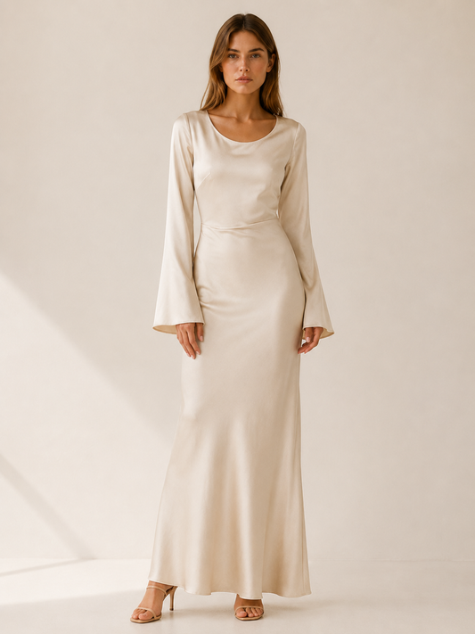 Celeste | Anteross Wedding Guest Long Sleeve Maxi Dress with Tie Waist