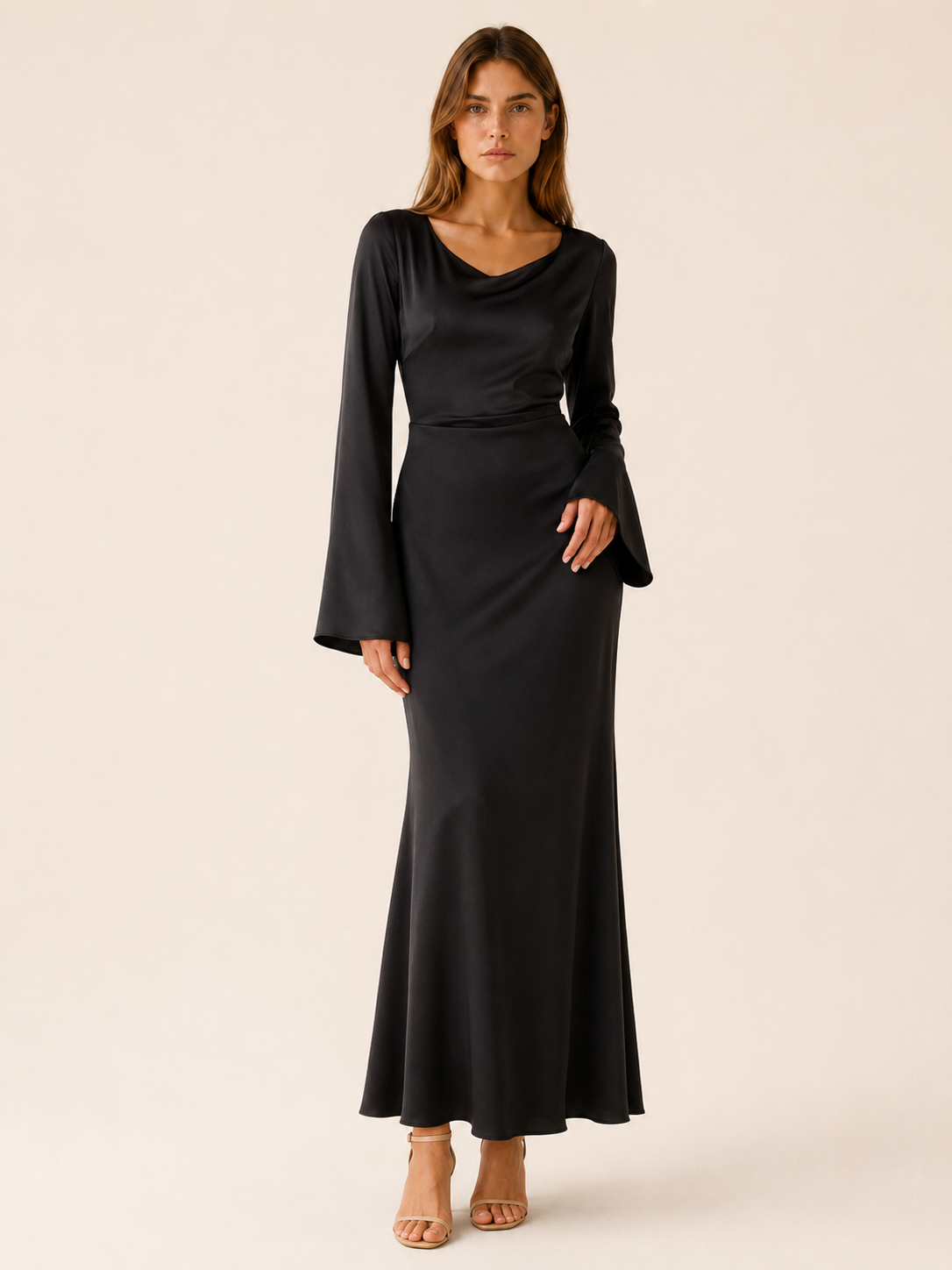 Celeste | Anteross Wedding Guest Long Sleeve Maxi Dress with Tie Waist