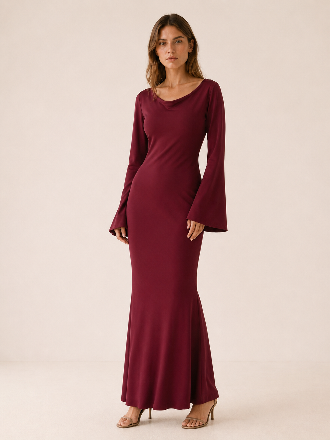 Celeste | Anteross Wedding Guest Long Sleeve Maxi Dress with Tie Waist