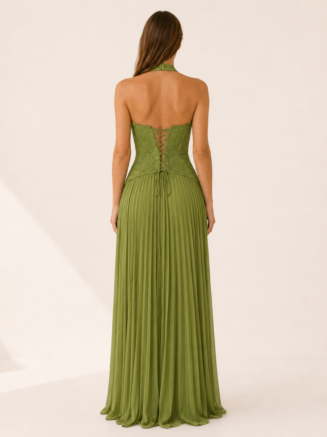 Estelle | Anteross Wedding Guest Lace Bodice Maxi Dress with Pleated Skirt