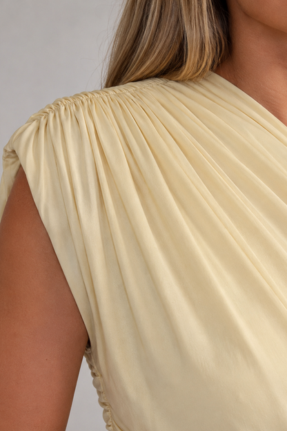 Maternity Maxi Dress – One Shoulder Asymmetric Neckline Ruched Prenatal Dress