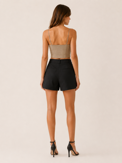 Celeste | Anteross Structured Trouser Shorts with High Waist