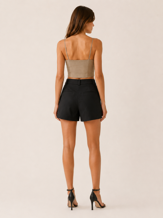 Celeste | Anteross Structured Trouser Shorts with High Waist
