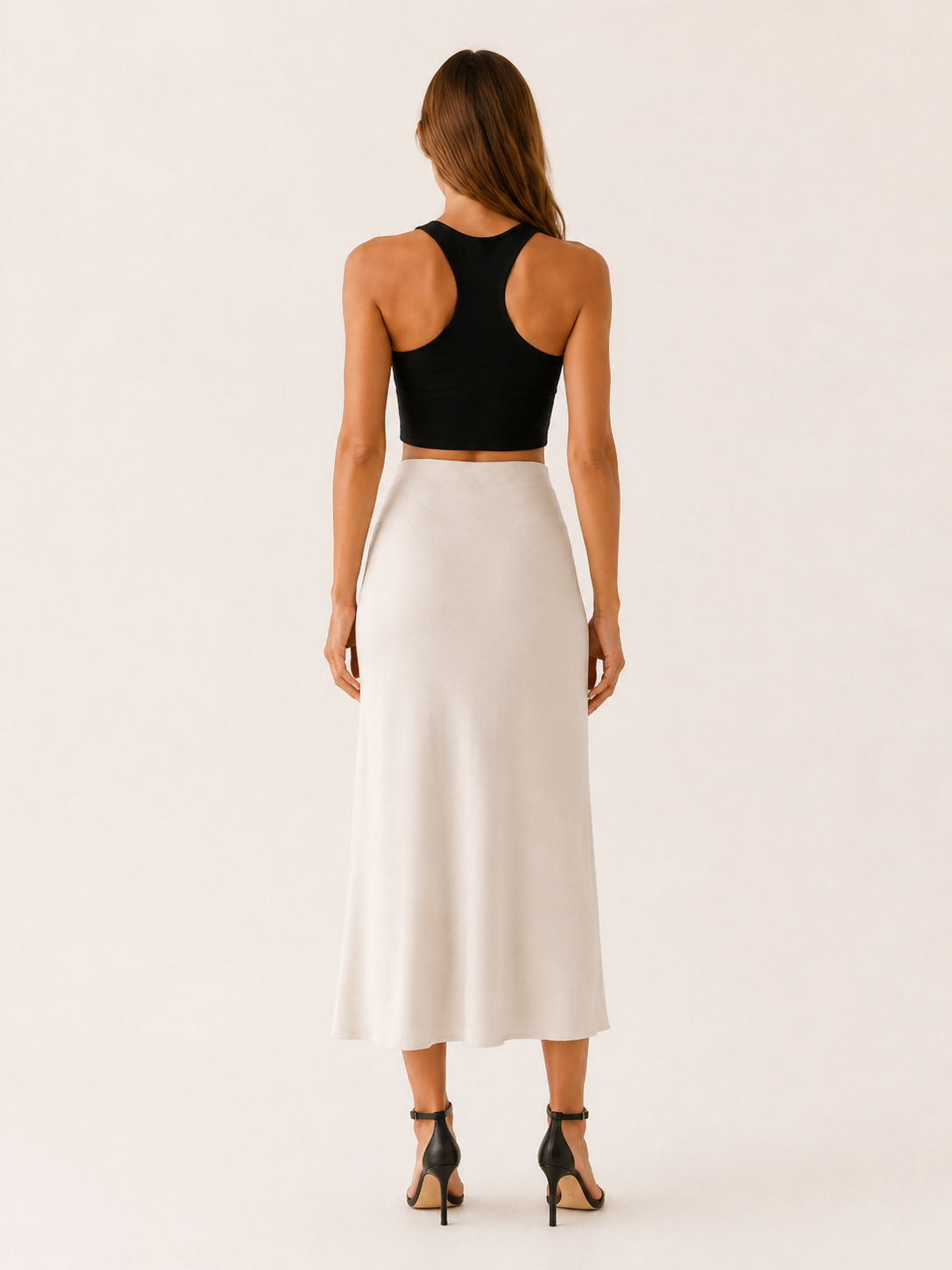 Aurelia | Anteross Satin Midi Skirt with High Waist
