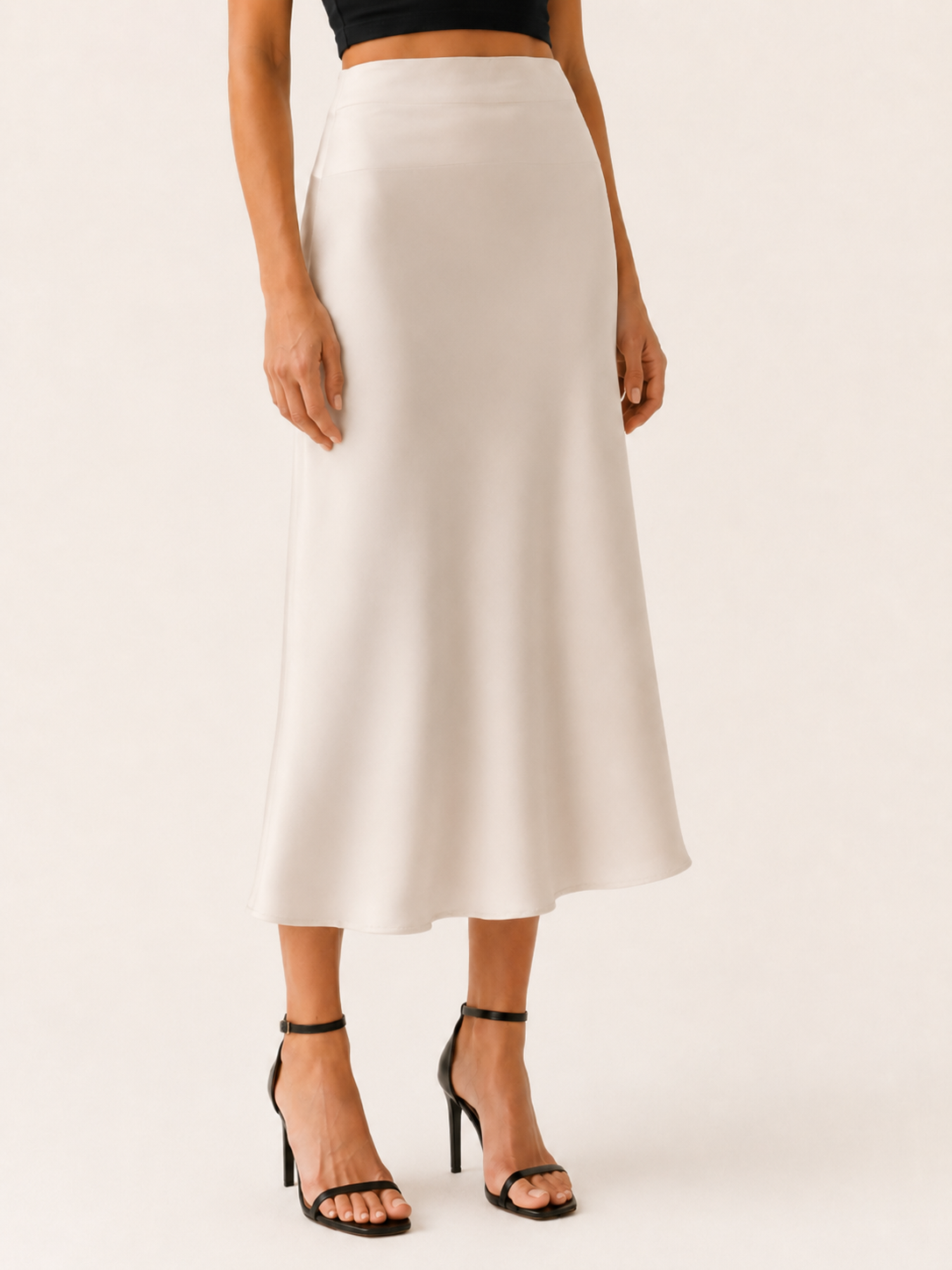 Aurelia | Anteross Satin Midi Skirt with High Waist