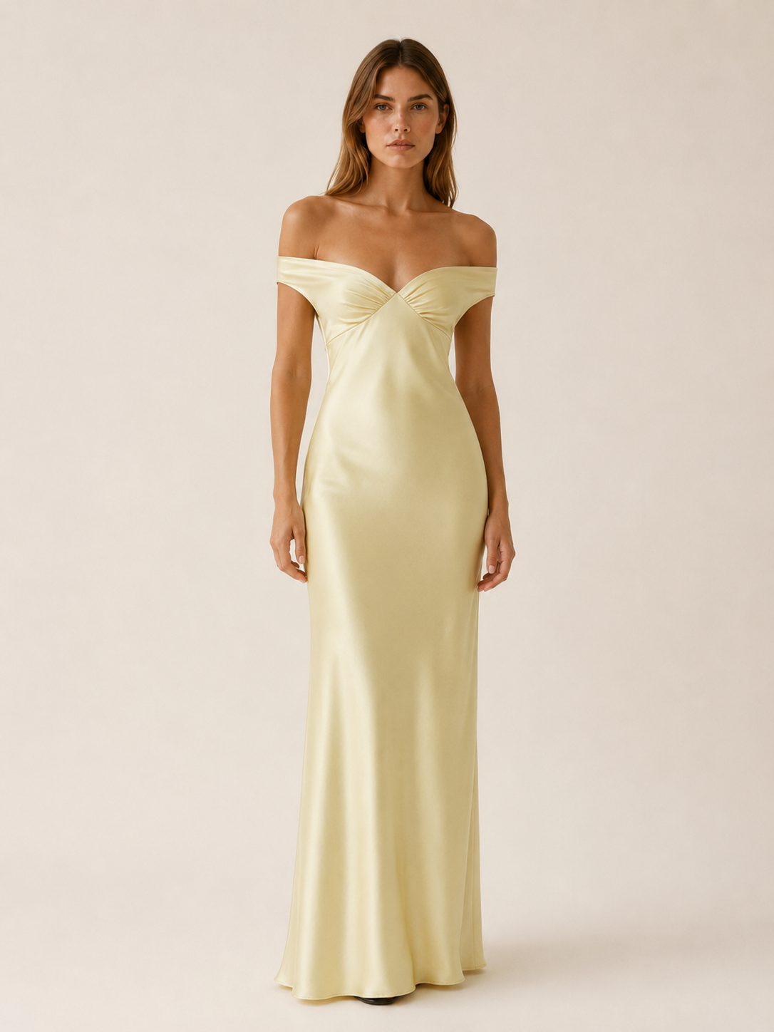 Elara | Anteross Wedding Guest Off Shoulder Maxi Dress with Fitted Bodice