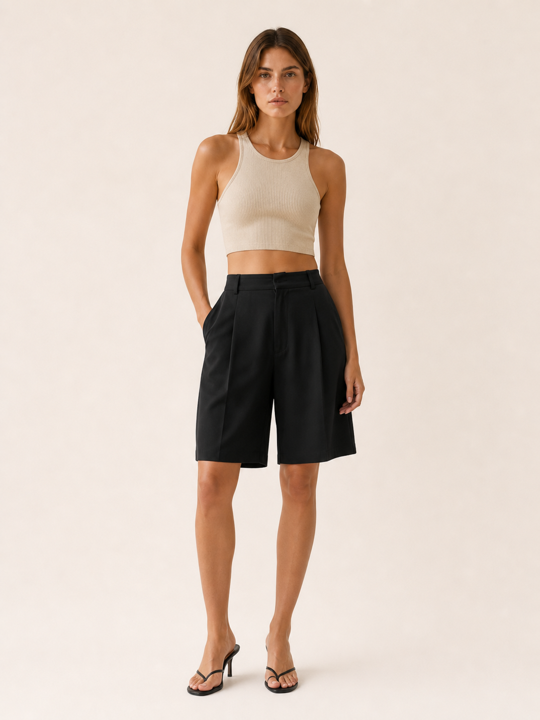 Elara | Anteross Bermuda Shorts High Waist Pleated