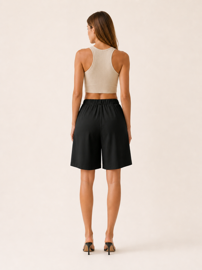 Elara | Anteross Bermuda Shorts High Waist Pleated