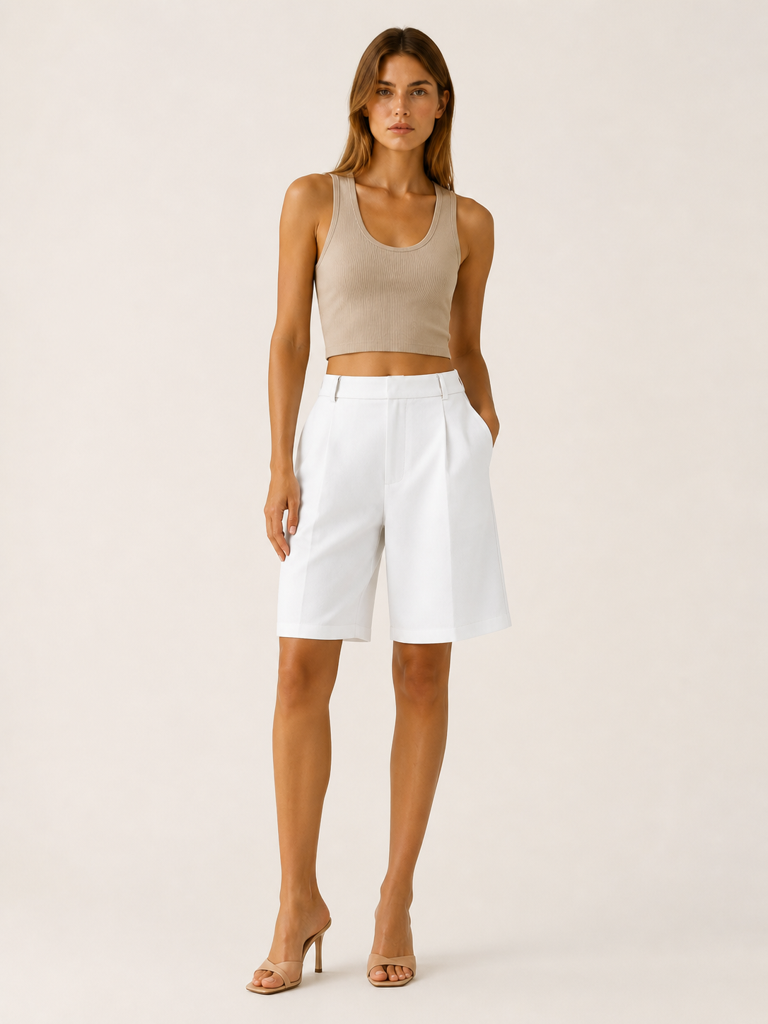 Elara | Anteross Bermuda Shorts High Waist Pleated
