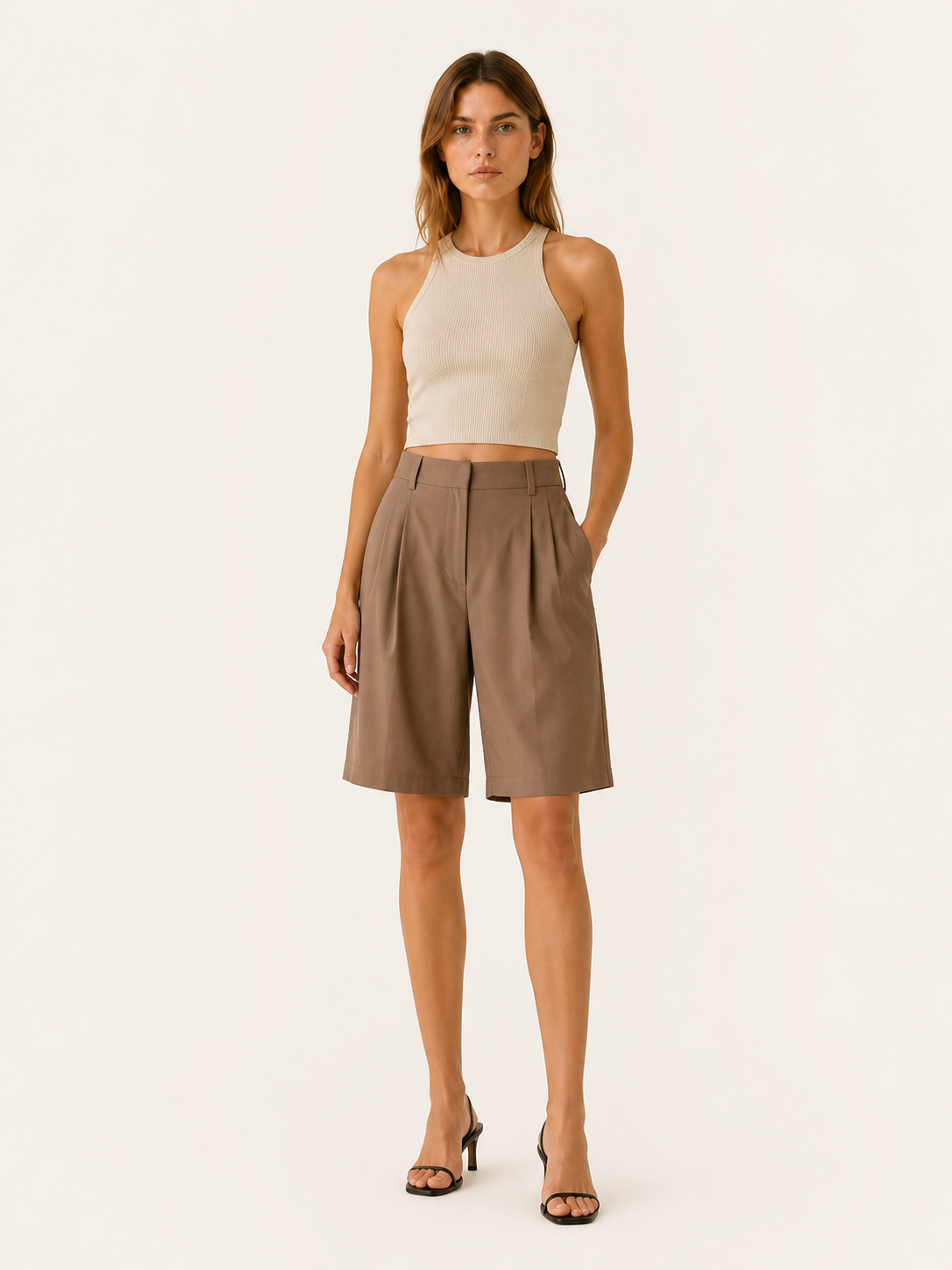 Elara | Anteross Bermuda Shorts High Waist Pleated