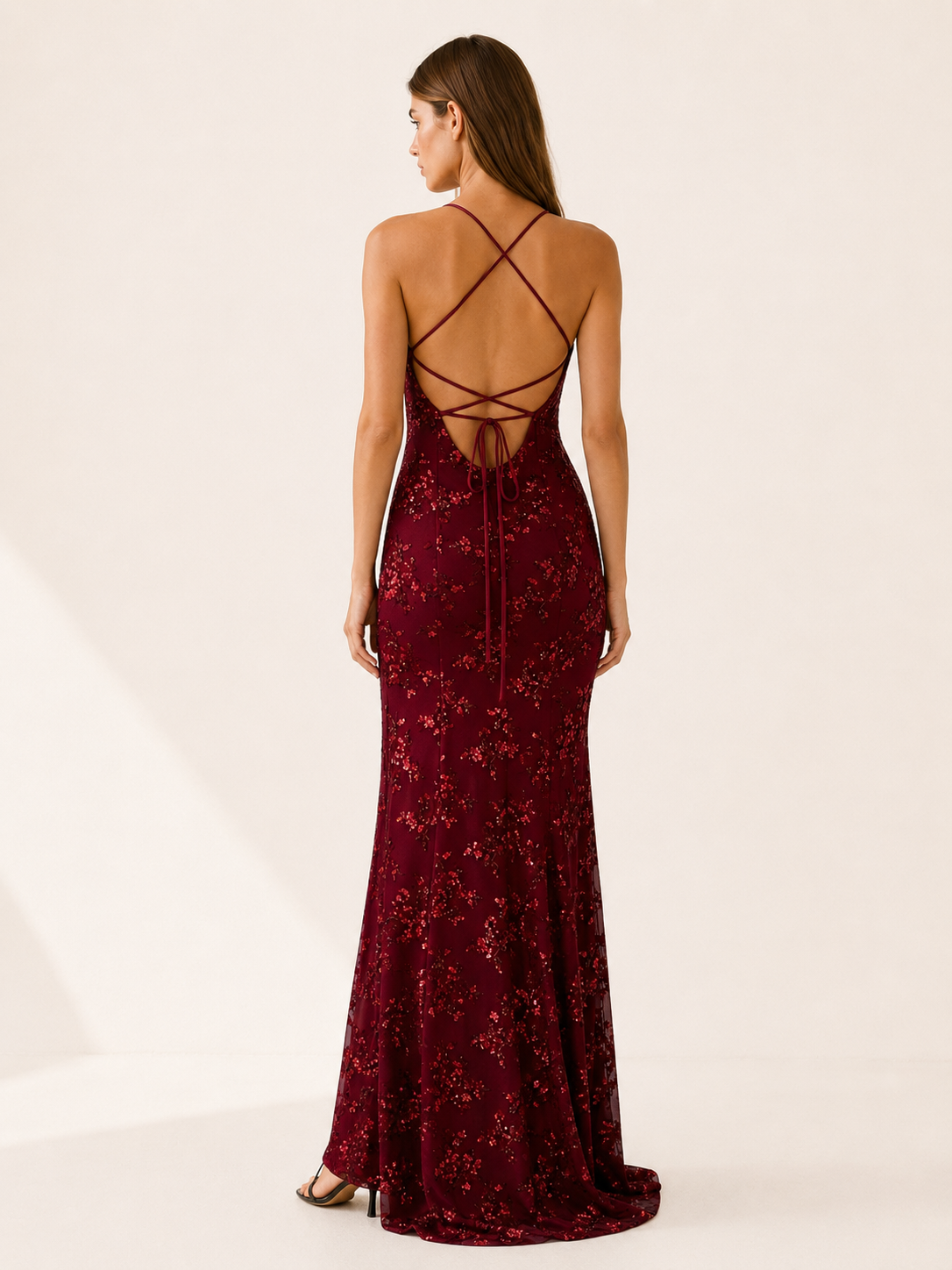 Seraphine | Anteross Wedding Guest Sequin Maxi Dress with Fitted Silhouette