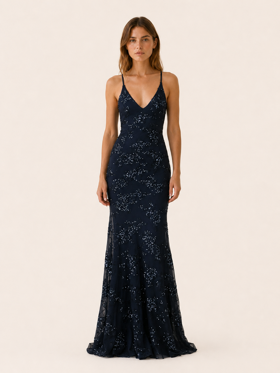 Seraphine | Anteross Wedding Guest Sequin Maxi Dress with Fitted Silhouette