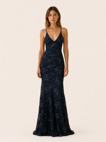 Seraphine | Anteross Wedding Guest Sequin Maxi Dress with Fitted Silhouette