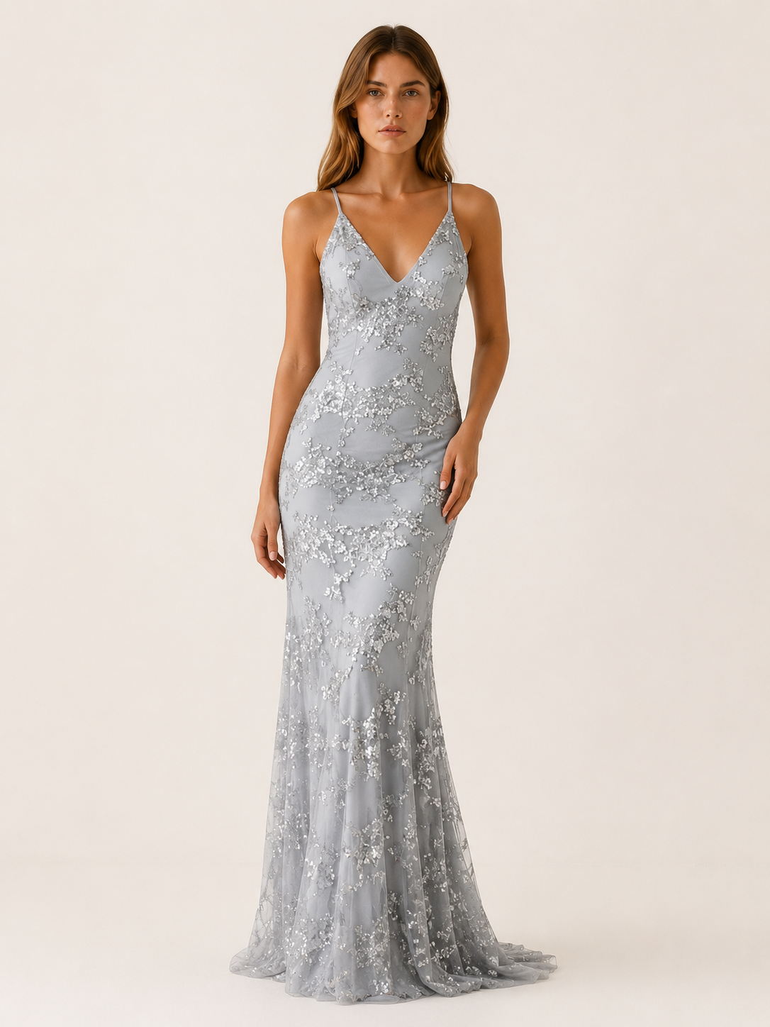 Seraphine | Anteross Wedding Guest Sequin Maxi Dress with Fitted Silhouette