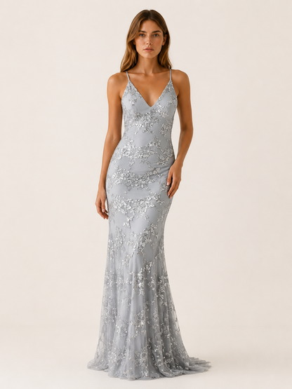 Seraphine | Anteross Wedding Guest Sequin Maxi Dress with Fitted Silhouette
