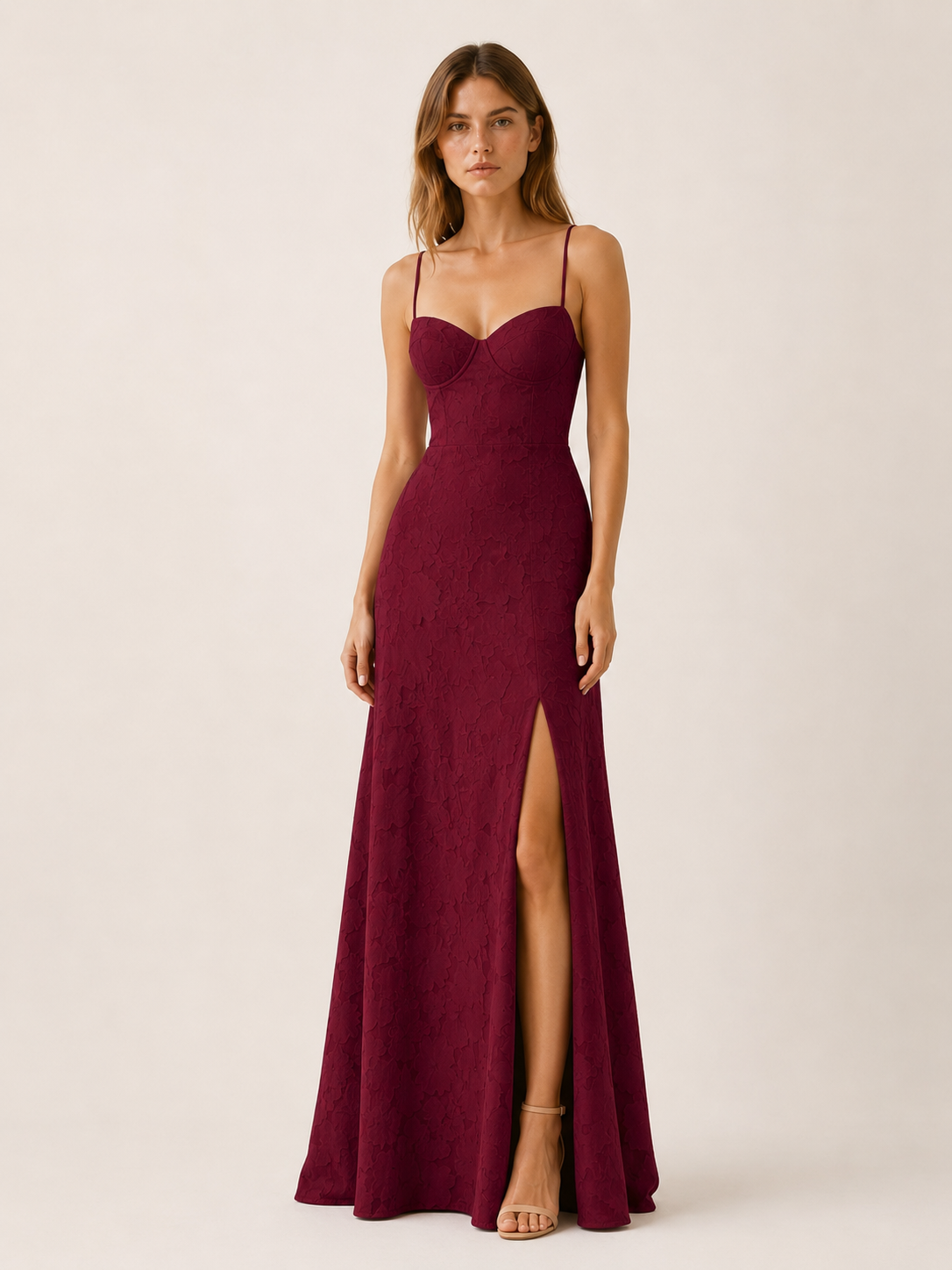 Celeste | Anteross Wedding Guest Floral Lace Maxi Dress with Side Slit